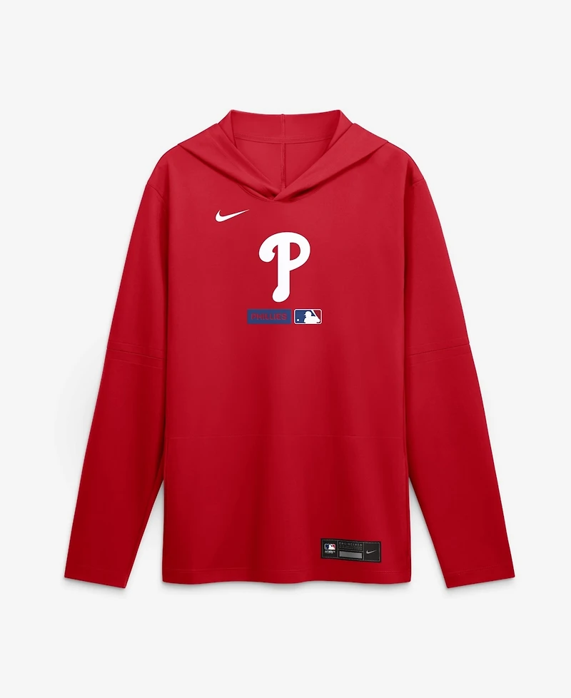 Nike Men's Red Philadelphia Phillies Authentic Collection Dri-fit Long Sleeve Hoodie