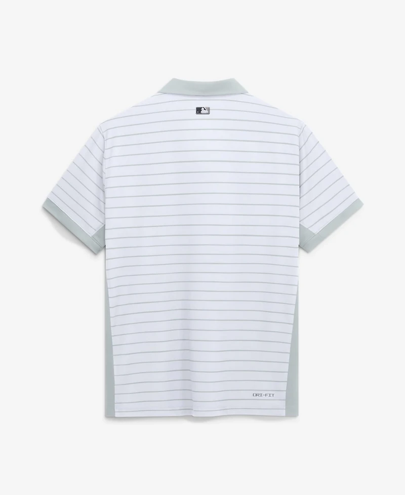 Nike Men's White New York Yankees Authentic Collection Striped Victory Dri-fit Polo Shirt