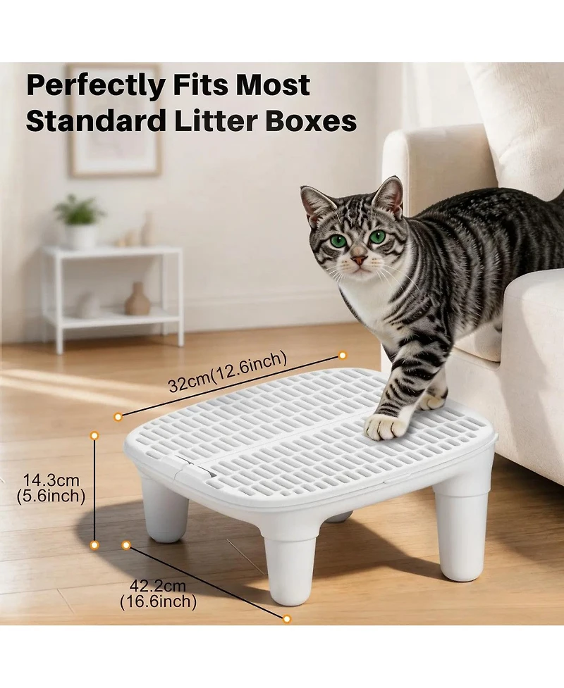 Cumrige Cat Litter Box Step Ramp, Anti-Tracking Litter Catcher Pedal Stool, Detachable Entry Step for Automatic Litter Boxes