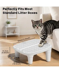 Cumrige Cat Litter Box Step Ramp, Anti-Tracking Litter Catcher Pedal Stool, Detachable Entry Step for Automatic Litter Boxes