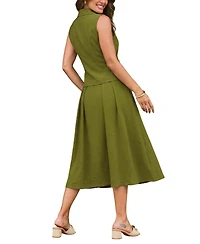 Cupshe Women's Collared Tied Front Skirt Set