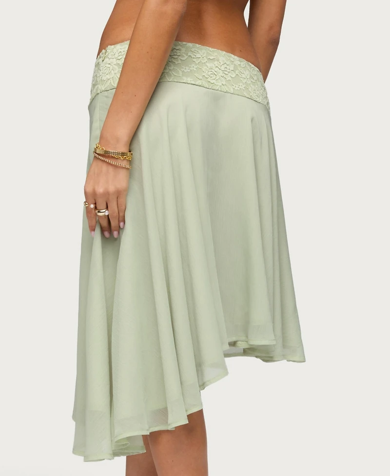 Edikted Women's Evia Lacey Asymmetric Midi Skirt