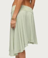 Edikted Women's Evia Lacey Asymmetric Midi Skirt