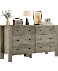gaomon 6 Drawer Dresser for Bedroom, Modern Wide Organizer with Storage Drawers, Wooden Chests of Drawers Entryway, Hallway.