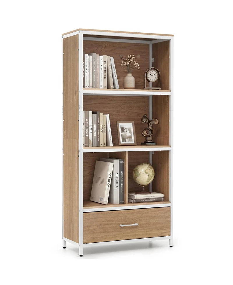 Slickblue Freestanding 56-Inch Bookcase with 5 Tiers and Drawer