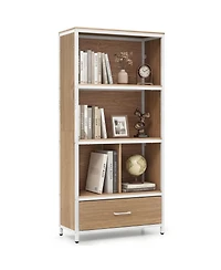 Slickblue Freestanding 56-Inch Bookcase with 5 Tiers and Drawer