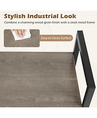 Slickblue Modern Study Bookshelf with Metal Frame and Wooden Shelves