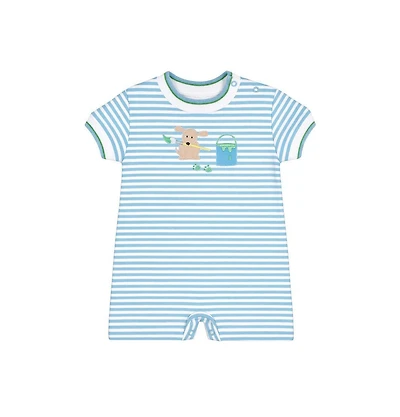 Florence Eiseman Baby Boy Stripe Knit Shortall With Painting Dog