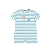 Florence Eiseman Baby Boy Stripe Knit Shortall With Painting Dog