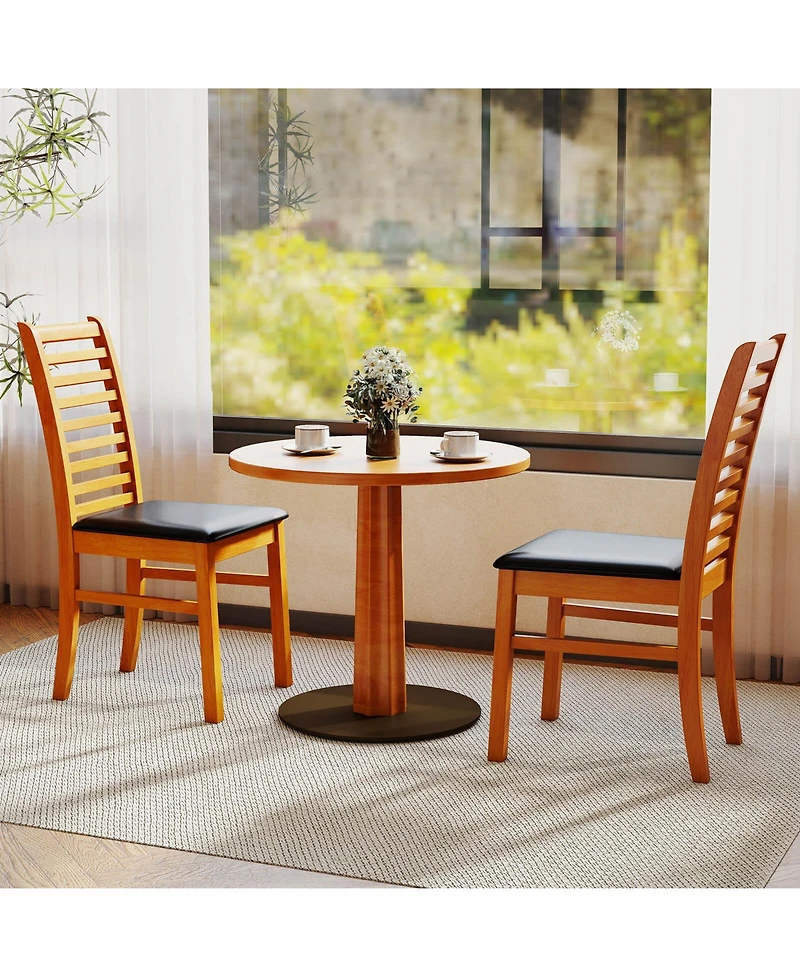 Costway Modern Dining Chair Kitchen with Rubber Wood Legs and Slatted Backrest