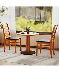 Costway Modern Dining Chair Kitchen with Rubber Wood Legs and Slatted Backrest