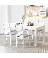 Costway Modern Dining Chair Kitchen Chair with Rubber Wood Legs and Slatted Backrest
