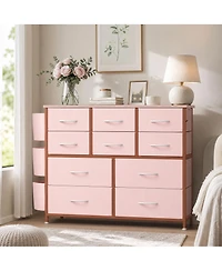 homfan 10-Drawer Fabric Storage Cabinet, Freestanding Organizer Tower with Non-Woven Drawers for Bedroom Closet Nursery