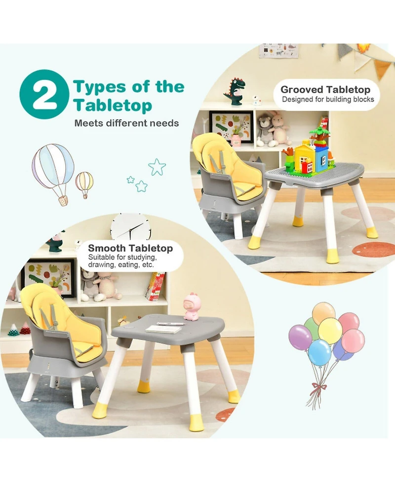 Gouun Baby 6-in-1 Convertible Baby High Chair with Adjustable Tray