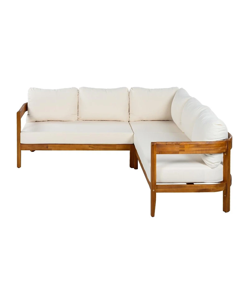 Asagikoiai Outdoor Patio Sectional Sofa, Solid Wood L-Shaped Conversation Set with Cushions-Asagikoiai