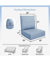 Pocassy Outdoor Deep Seat Cushion Set with 6-inch Thick, 22x24 Inch Water-Resistant and Fade-Resistant Chair Cushions of 3