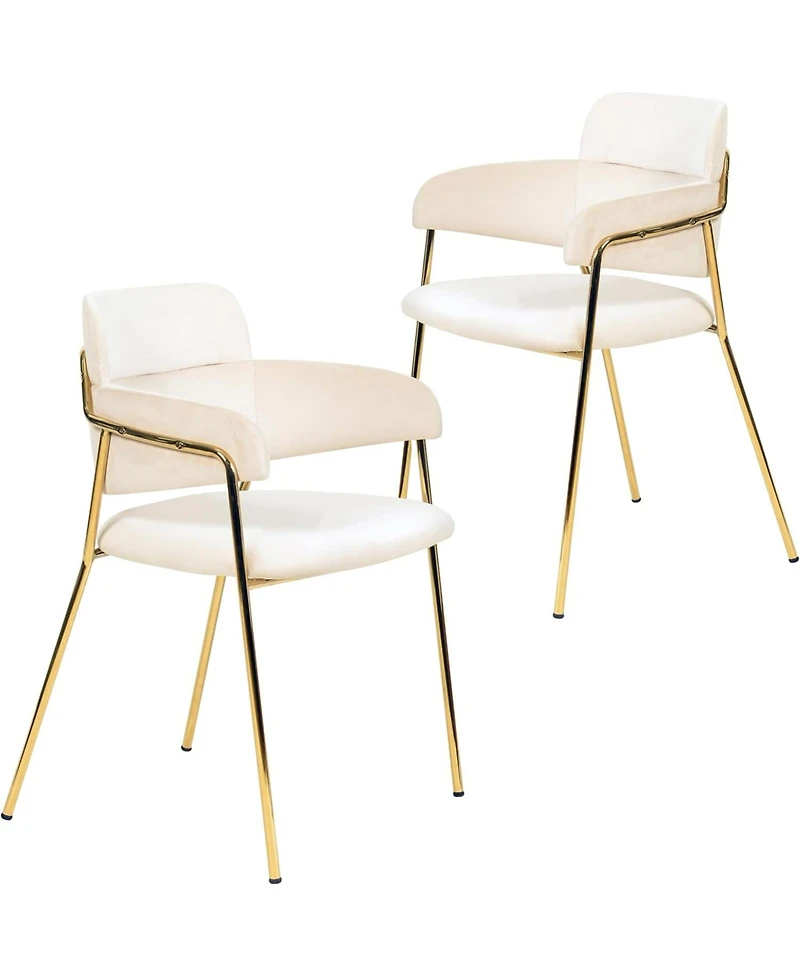 LeisureMod Axis Dining Chair Set of 2 Velvet Upholstery with Stainless Steel Legs, Accent Side for Modern Home, Kitchen and