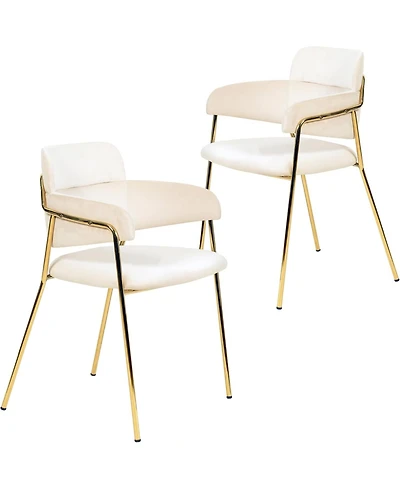 LeisureMod Axis Dining Chair Set of 2 Velvet Upholstery with Stainless Steel Legs, Accent Side for Modern Home, Kitchen and