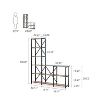 Slickblue Industrial Corner Bookcase with 9 Open Ladder Shelves