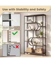 Slickblue Tall 5-Tier Bookcase with U-Shaped Open Shelves