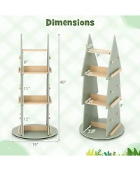 Slickblue Kids 4-Tier Tree Bookshelf with Rotating Display Shelves