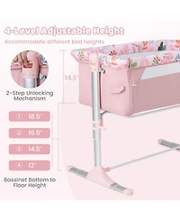 Gouun Baby Folding Bedside Bassinet Sleeper with 4 Adjustable Heights