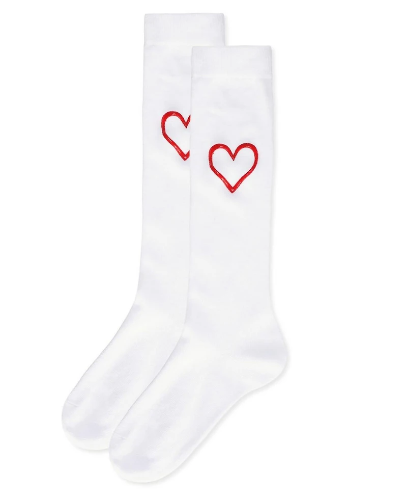 MeMoi Girls' Puff Paint Heart Knee High Socks