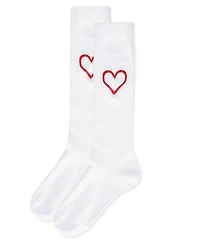 MeMoi Girls' Puff Paint Heart Knee High Socks