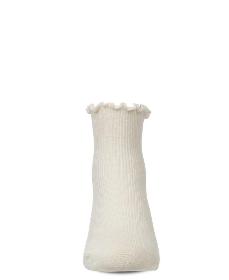 MeMoi Big Girls Ruffled Top Thin Ribbed Anklet Socks