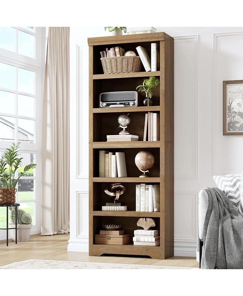 homfan Versatile File Organizer – Rustic Wooden Cabinet with Adjustable Shelf, 2-Tier Tall Bookcase for Home Office and Living Room