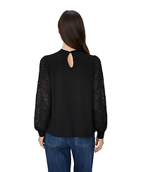 Masai Copenhagen Women's Mabravoria High Neck Lace Sleeve Blouse