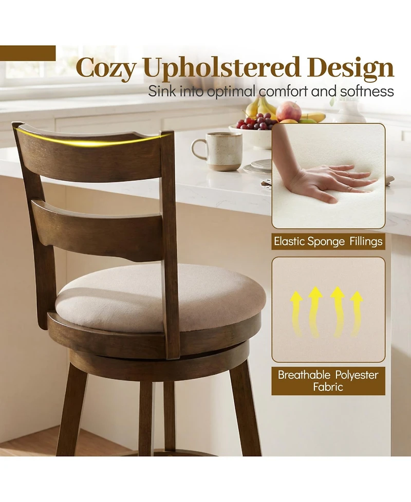 Slickblue Set of 2 30.5 Inch Swivel Bar Stools with Cushioned Seat and Backrest