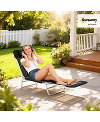 Aofar Folding Chaise Lounge Chair Reclining Mesh Headrest Outdoor