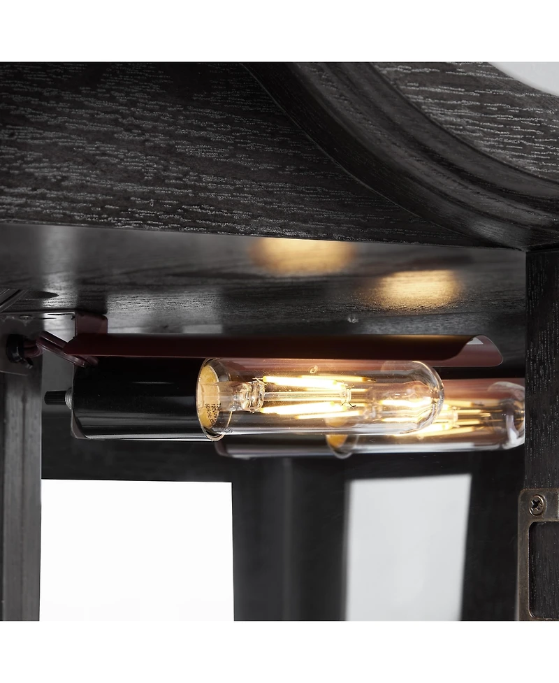Sumyeg Lighted Corner Curio Cabinet with Tempered Glass Doors and Shelves Elegant Oak Display Storage