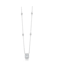 Simona Elegant Rectangle Birthstone Cz Halo Necklace