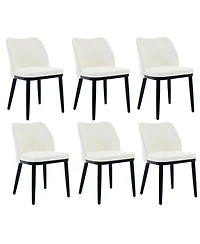 homfan Set of 4 or 6 Modern Fabric Dining Chairs Upholstered Side With Padded Seat and Wooden Legs Accent for Room, Kitchen, Restaurant
