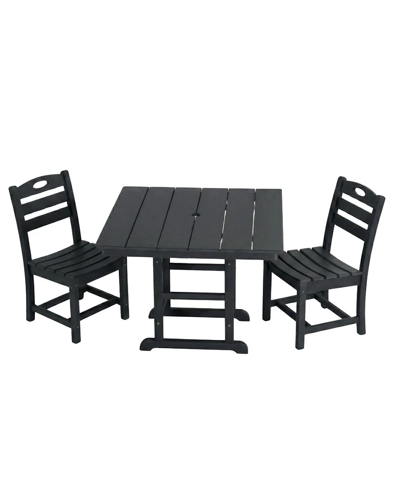Asagikoiai 3-Piece Hdpe Outdoor Patio Dining Set with 37.8" Table and 2 Chairs, All-Weather Bistro