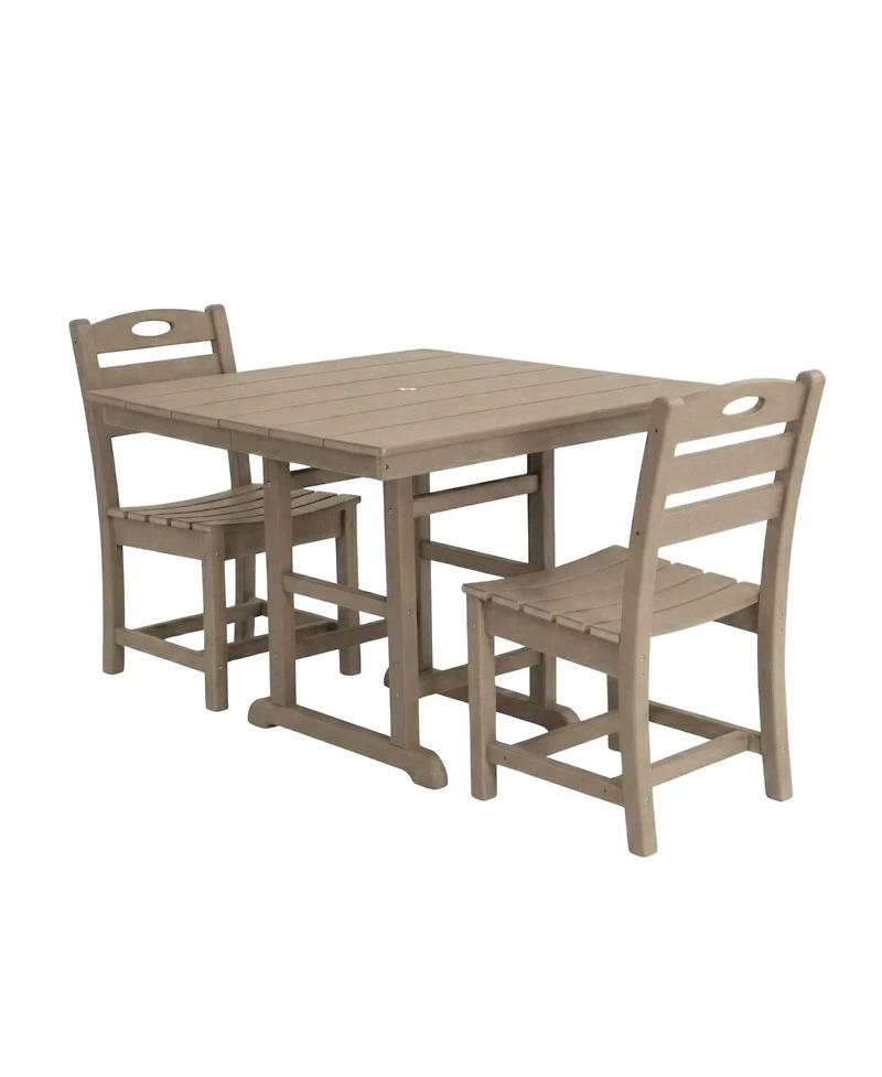 Asagikoiai 3-Piece Hdpe Outdoor Patio Dining Set with 37.8" Table and 2 Chairs, All-Weather Bistro Set