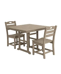 Asagikoiai 3-Piece Hdpe Outdoor Patio Dining Set with 37.8" Table and 2 Chairs, All-Weather Bistro Set