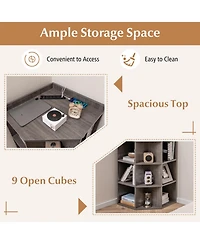 Gouun 3-Tier Corner Cabinet with Charging Station and 9 Open Cubbies