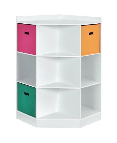 Gouun 3-Tier Kids Corner Storage Shelf Cabinet 3 Baskets Display