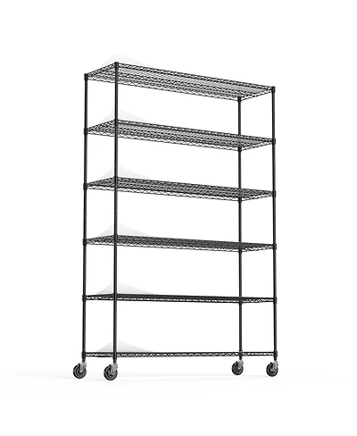 Streamdale Furniture 6-Tier Heavy Duty Nsf Wire Shelving Unit with Wheels