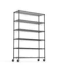 Streamdale Furniture 6-Tier Heavy Duty Nsf Wire Shelving Unit with Wheels