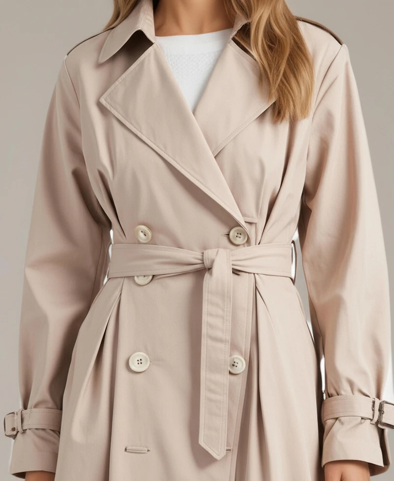 Modenaire Women's Octavia Double-Breasted Belted Trench Coat