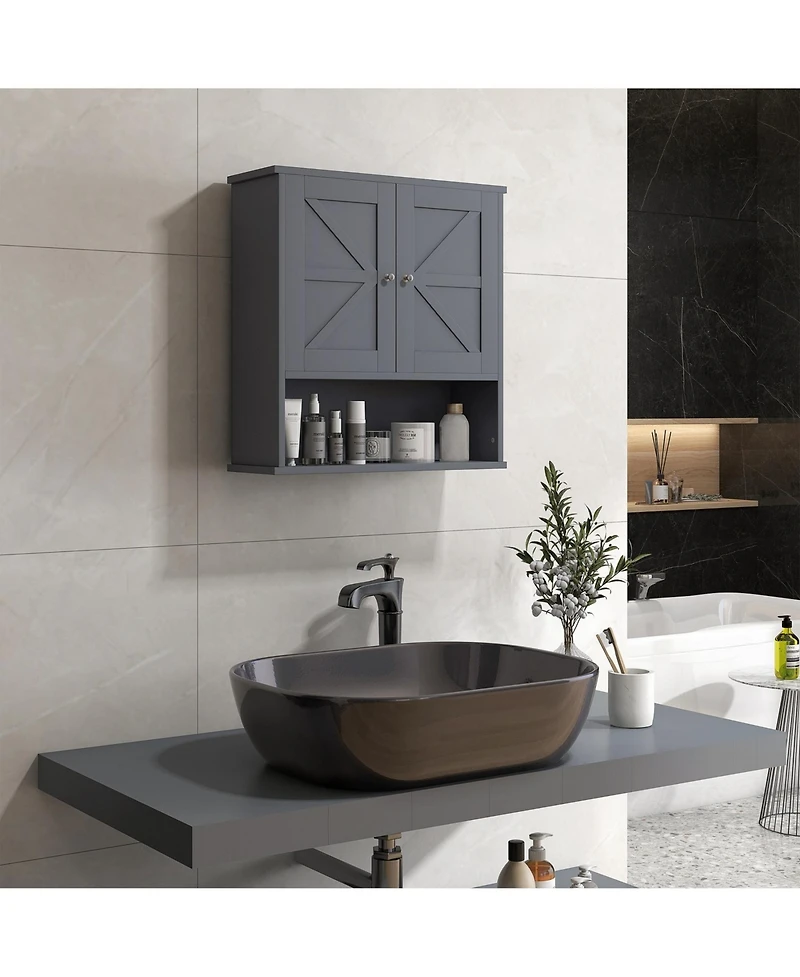 Phying Farmhouse Wall Cabinet Multipurpose Bathroom Medicine Cabinet with Barn Doors and Adjustable Storage Shelf for Bathroom Laundry Room