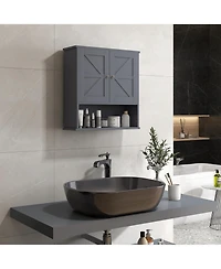 Phying Farmhouse Wall Cabinet Multipurpose Bathroom Medicine Cabinet with Barn Doors and Adjustable Storage Shelf for Bathroom Laundry Room