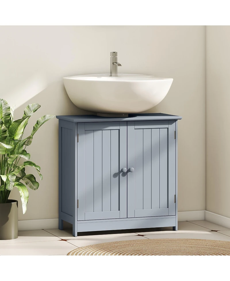 Phying Pedestal Sink Storage Cabinet Multifunctional Under Sink Bathroom Cabinet with U Shape Design 2 Doors and Inner Shelf for Bathroom