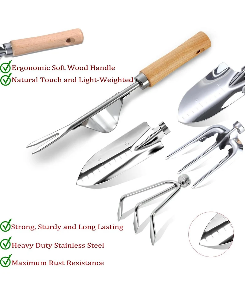 Xdovet Heavy duty stainless steel gardening tool set with storage bag