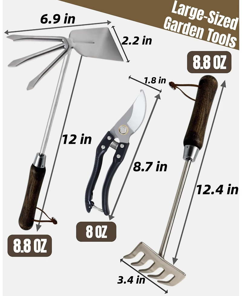 Xdovet Garden Tool Set 6 Heavy Duty Stainless Steel Hand Tools