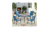 Erommy 5 Piece Patio Dining Set, Outdoor Table And Textilene Chairs Set For 4